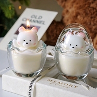 Bougie parfumée artisanale haut de gamme dans un bocal en verre en forme de coquille d'œuf avec couvercle, esthétique animale mignonne, pour la décoration de bureau, cadeau