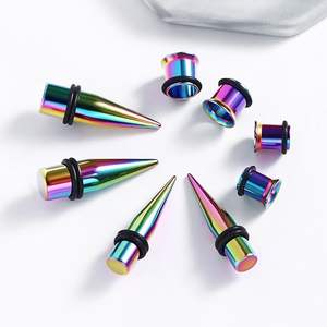 Bouchons coniques d'<span class=keywords><strong>oreille</strong></span> en acier inoxydable 316L colorés <span class=keywords><strong>7mm</strong></span> 9mm Tunnel d'<span class=keywords><strong>oreille</strong></span> jauges extenseurs d'<span class=keywords><strong>oreille</strong></span> bouchon d'étirement - Product Image 1