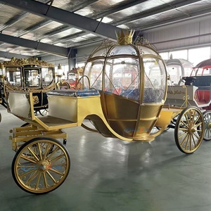 Chariot de mariage en métal doré Zhenda, design citrouille de Noël, modèle Cendrillon, transport spécial par le fabricant - Product Image 4