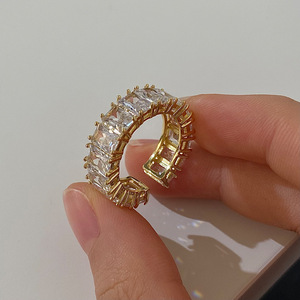 Anillos de Zirconia Cúbica <span class=keywords><strong>AAA</strong></span> de Alta Gama, Anillo Baguette Chapado en Oro de 18k, Joyería para Mujer - Product Image 5