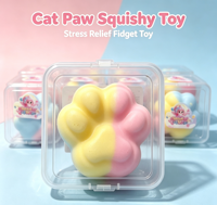 Jouet Squishy Patte de Chat Mignonne en Forme de Donut Croustillant, Jouet Sensoriel Anti-Stress à Rebond Lent pour Enfants