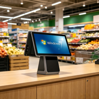 Système de moniteur POS DiligenCe DC-1502H à double écran tactile Windows 10, terminal tactile tout-en-un, 16 Go DDR4