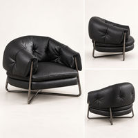 Fauteuil lounge moderne en cuir rembourré avec pieds en métal, fauteuil d'appoint une place pour salon ou coin lecture