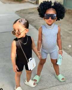 Mono sin mangas personalizado al por mayor para niñas pequeñas, pelele de verano 2022 para niños, mono corto - Product Image 1