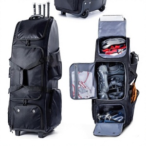 High Quality Customizable Lightweight Comfortable Rolling <b>Baseball</b> <b>Bat</b> Bag Wheeled Design Multi-Compartment Durable PU Leather - Product Image 1