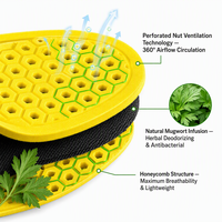 Semelles intérieures respirantes ultra-fines et flexibles en nid d'abeille d'armoise et de miel, désodorisantes, pour chaussures de sport et décontractées