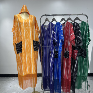 Robe africaine moderne pour femmes, robe kaftan à rayures métalliques brillantes, tenue chic pour soirée cocktail, tenue bohème d'été pour la plage, Bubu Abaya - Product Image 5