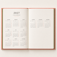 Agenda en cuir rigide, nouveau design 2027, avec logo gravé sur mesure, pour le bureau et les fêtes.