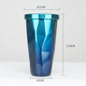 Brillo 3D de <span class=keywords><strong>diamante</strong></span> de acero inoxidable cepillado taza de <span class=keywords><strong>vino</strong></span> de doble pared vaso con tapa y paja - Product Image 1