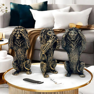 Sculpture en résine époxy représentant un lion ou un tigre, art populaire, figurine pour décoration de bureau, artisanat pour le vin à la maison - Product Image 2