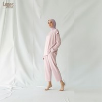 Ensemble de vêtements de détente musulmans modestes, haut à manches longues et pantalon, vêtements de maison confortables pour femmes