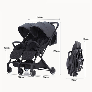 Cochecito Doble de Lujo Certificado EN1888 para Bebés, con Tela de Lino, Estructura de Acero Inoxidable, Parabrisas y Cubrepiés, Plegable para Dos Niños - Product Image 4