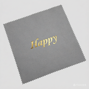 Chiffonnette de nettoyage en microfibre personnalisée avec logo, en suède et microfibre, imprimée en sérigraphie or, pour lunettes - Product Image 1