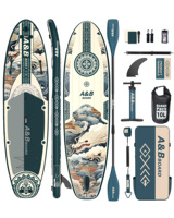 Planche de SUP gonflable Fly Eagle 11' unisexe en PVC, portable, système à 3 ailerons, pour la planche à pagaie en mer, Stand-Up Paddleboarding, inclut