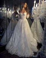 Robe de mariée Mily Bridal MHL426, coupe trapèze, épaules dénudées, manches longues, dentelle, pour cérémonie civile, pour la mariée