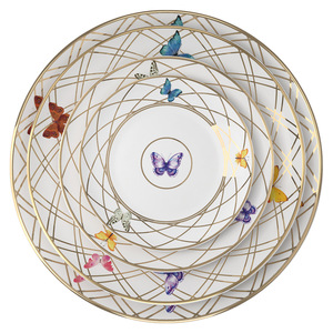 Colorful Butterfly Ceramic Plate for Party Show Banquet Wedding Dinnerware <b>Set</b> Gold Rim <b>Bone</b> <b>China</b> Bread <b>Dinner</b> Charger Dishes - Product Image 1