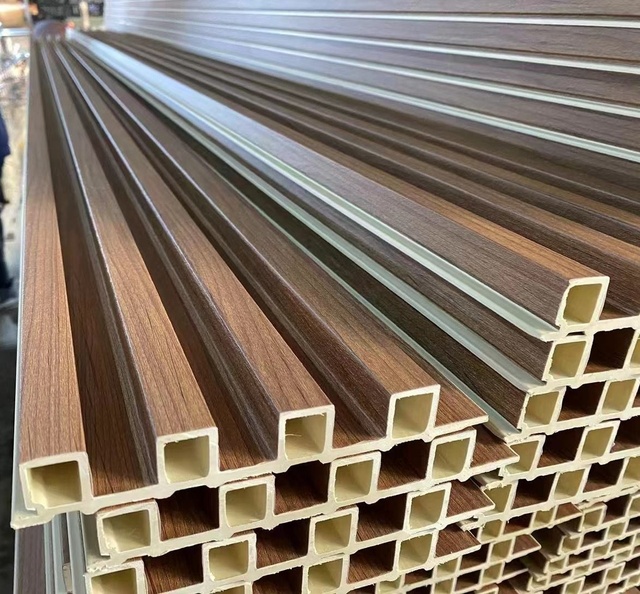 Indoor Interior Wood Plastic Pvc Wpc Composite Wall Decoration Fluted Cladding Covering Panel Board Indoor Interior