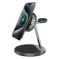 Station de charge sans fil magnétique 4 en 1 Qi2.2 25W avec ventilateur de refroidissement pour Galaxy iPhone IWatch écouteurs