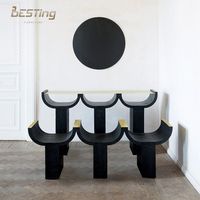 Mobilier de salon moderne design à la française Comptoir en métal Table en béton triple console en bois massif noir