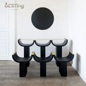 Mobilier de salon moderne design à la française Comptoir en <span class=keywords><strong>métal</strong></span> Table en béton triple <span class=keywords><strong>console</strong></span> en bois massif <span class=keywords><strong>noir</strong></span> - Product Image 2
