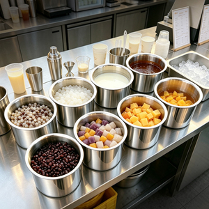 Bols de préparation en acier inoxydable de qualité alimentaire, extra épais, avec couvercles, pour usage commercial en cuisine - Product Image 1