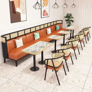 가벼운 고급 실내 패스트 푸드 복원 가구 테이블 의자 호텔 레스토랑 고급 현대 등나무 식탁과 의자