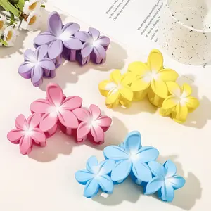 Wholesale Korean High Quality Acrylic Hairpins Flowers Shape Simple Shark Claw Clip Color Contrast Sweet Girl Hair Accessories