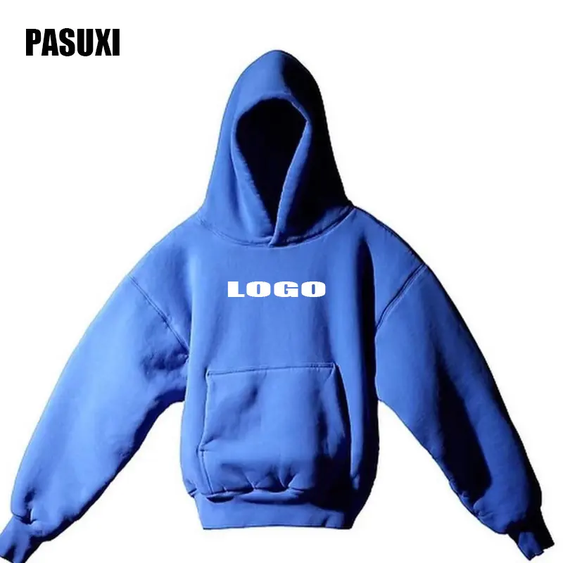 Pasuxi Herfst En Winter Nieuwe Fleece Effen Kleur Hooded Trui Heren Amerikaanse Stijl Verlaagde Schouder Hoodie