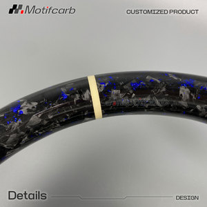 Volante de fibra de carbono forjado azul personalizado para Acura TSX 2006-2008 con empuñaduras de cuero perforado, mejora interior - Product Image 4