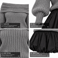 Ensemble jupe et pull pour femme Anjie, épaules dénudées, tricot torsadé, mini-jupe bouffante, fabrication OEM ODM sur mesure, marque privée