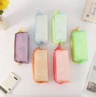 Pochette à crayons créative en PVC coloré - Boîte à crayons transparente grande capacité - Trousse de maquillage à fermeture éclair grande taille - Pochette de rangement créative pour stylos