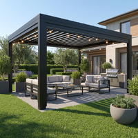 Pergola moderne électrique en aluminium et PVC, imperméable, avec toit à lames orientables, pour extérieur, jardin, terrasse, patio, gazebo, LED