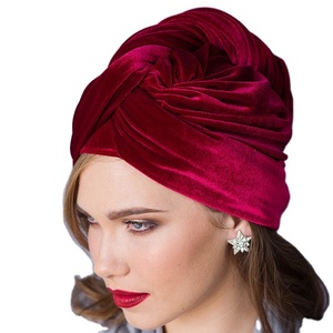 アフリカンベルベット高級多機能ヘッドラップソフト伸縮性チューブロングムスリムヒジャーブスカーフターバン女性用 - Product Image 1