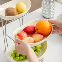 Plateau à fruits multi-niveaux de luxe léger, en céramique, pour le salon, rangement pour fruits et en-cas