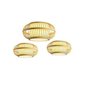 โคมไฟแขวนไม้ไผ่ทรงกลม E27 สีทอง สำหรับห้องนั่งเล่น ห้องน้ำชา - Product Image 1