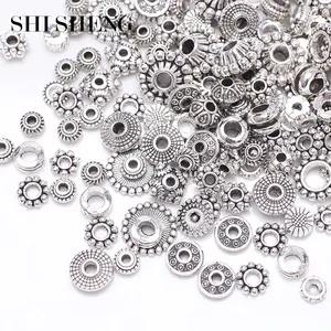 SHI SHENG Wholesale Tibetan Silver Color Metal Flower Loose Spacer Beads Caps lot for Jewelry Making DIY Crafts Findings