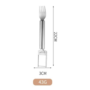 Cuchara de sandía de acero inoxidable de doble uso, utensilio de cocina manual para cortar y rebanar frutas, material metálico. - Product Image 6