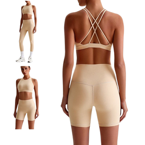 Ensemble 2 pièces taille haute pour femmes Gym Fitness Outfits Biker Shorts Workout Yoga Sets - Product Image 2