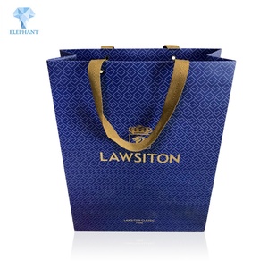 Wholesale Custom High Quality Kraft <b>Paper</b> Printed Luxury Blue Wine <b>Paper</b> Bag - Product Image 2