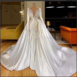 AL1644 özel Rhinestones düğün elbisesi es Robe De mariagesivil inci boncuklu seksi zarif güzel Mermaid düğün elbisesi - Product Image 3
