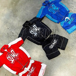 Design Custom Cut and Sew <b>Zip</b> <b>up</b> <b>Jacket</b> and Shorts 100% Polyester Nylon Tracksuit Two Piece Jogging Wear Windbreaker Shorts Set - Product Image 4