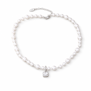 Collar JinSpark 'Ethereal Rose' de Varias Capas con <span class=keywords><strong>Perlas</strong></span> y Circonitas, Chapado en Oro de 18K - Product Image 1
