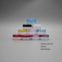 Envase de muestra de exfoliante facial 5g, frascos de plástico PS de boca ancha redonda transparente de 5ml, botella PS de cilindro cosmético con tapa superior de rosca negra