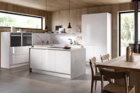 Meuble de cuisine Lesso Home moderne en bois massif et PVC, armoire de rangement blanche en MDF mélaminé UV, ensemble d'évier modulaire intelligent pour salle à manger