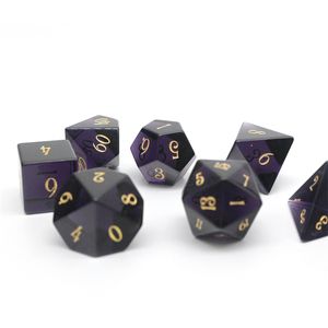Dés DND Translucides Noir et Violet Fabriqués à la Main en Usine, 7 Pièces, Dés en Pierre Précieuse pour <span class=keywords><strong>Jeux</strong></span> <span class=keywords><strong>de</strong></span> Rôle sur Table D&D - Product Image 5