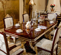 OE-FASHION personnalisé style Italien meubles de salle à manger 8 places longue table à manger en bois massif sculpté à manger table et chaise