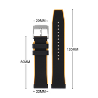 Bracelet de montre bicolore 22 mm, universel, à libération rapide, en silicone et caoutchouc, pour plongée