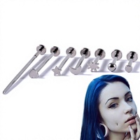 Moon-Shaped Stainless Steel Stud Earrings with Internal Threading for Helix Piercings Long Posts Dimple Studs-Gift
