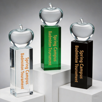 Trophée Pomme en Cristal Personnalisé Noble Manufacturer avec Socle en Forme de Tour pour Tournois Sportifs, Événements Scolaires, Reconnaissance des Employés