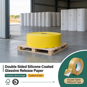 Papel Glassine de Alta Calidad con Revestimiento de Silicona de Doble Cara, en Rollo Jumbo, Color Amarillo Claro, Gramaje Personalizado - Product Image 1